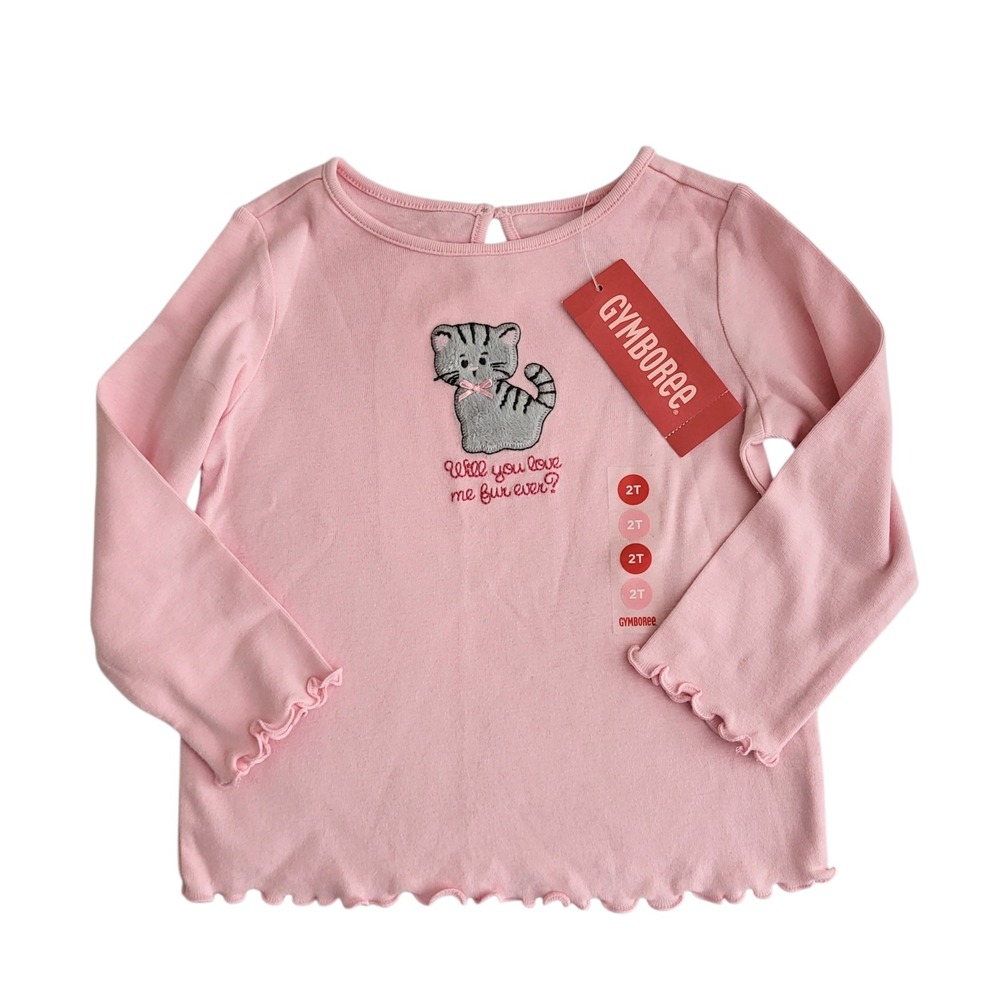 Nwt 2008 Gymboree Classroom Kitty Tee Shirt 2T Girls Pink Gray Kitten Cat New OS